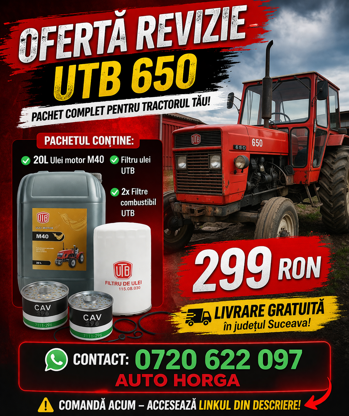 🔥 OFERTA REVIZIE TRACTOR U650 🔧