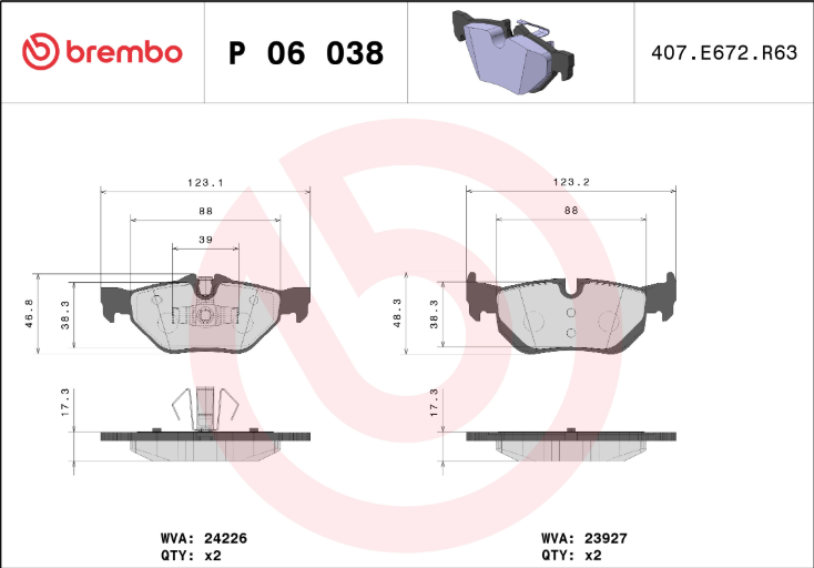 Placute frana Brembo P 06 038